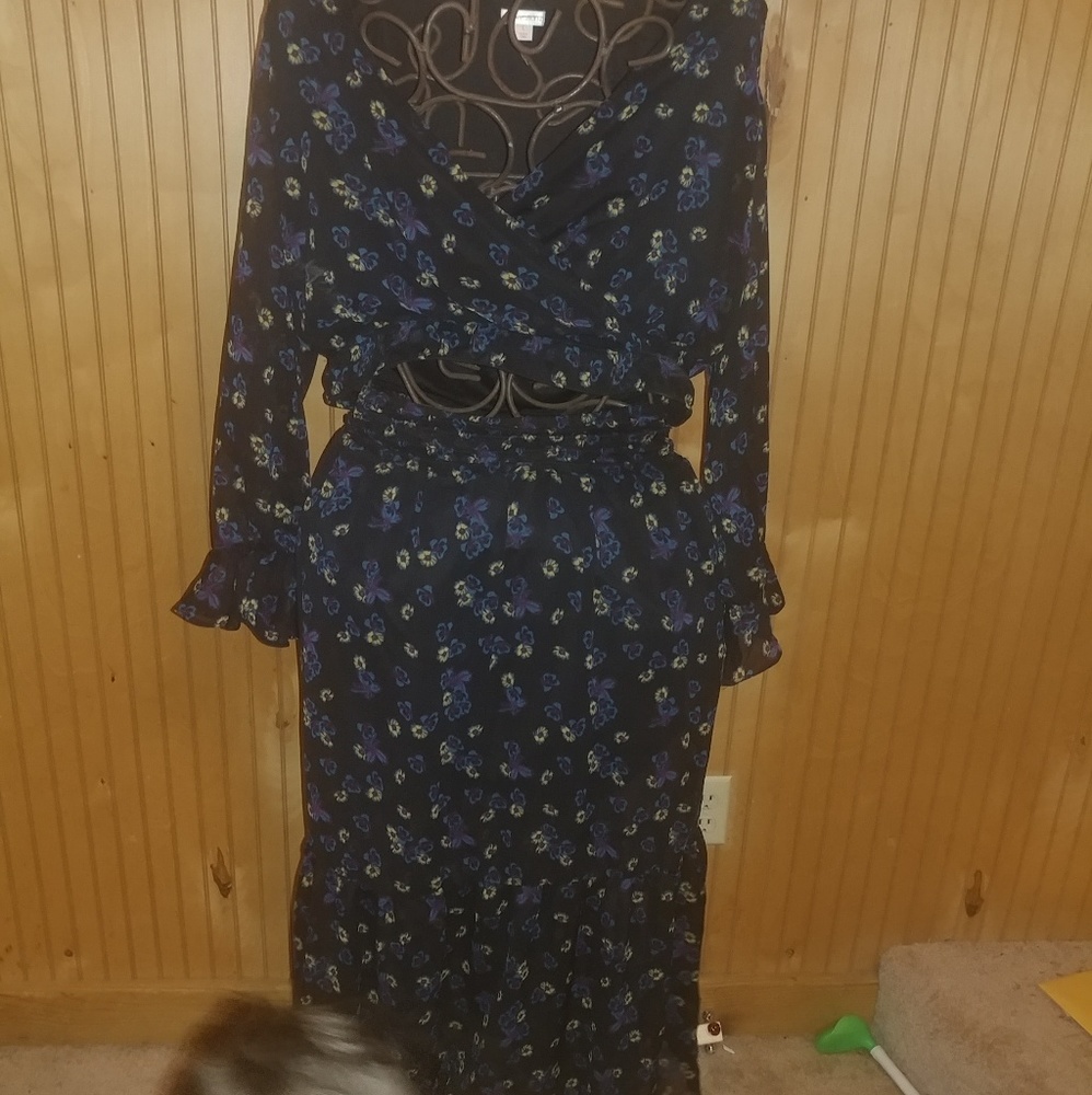 Boho 2 piece sheer crop top/ skirt by xhileration